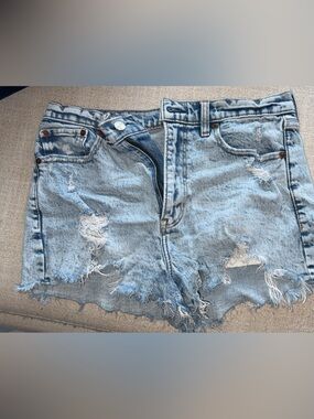 Abercrombie & Fitch Light Blue Distressed Denim Shorts